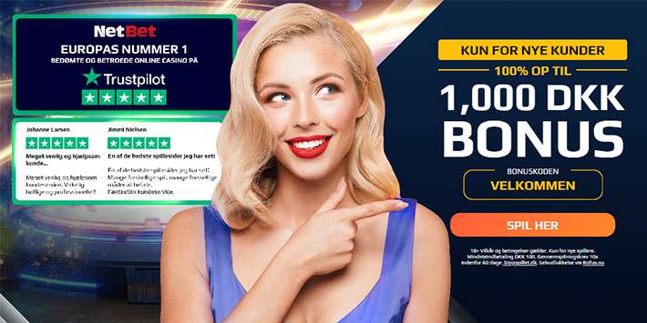Få 100% casino bonus op til 1.000 kr. på NetBet