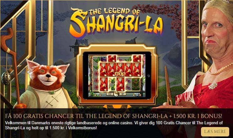Danmarks mest royale online casino med 100 gratis spins på The Legend of Shangri-La 
