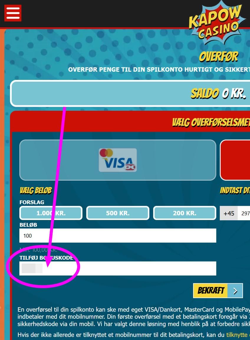 Kapow Casino Bonuskode - Sådan gør du