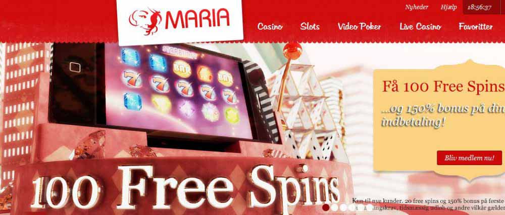 100 FREE Spins hos Maria Casino