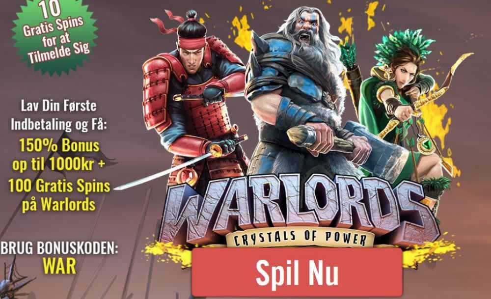 2x110 gratis spins på Warlords og 150% oveni