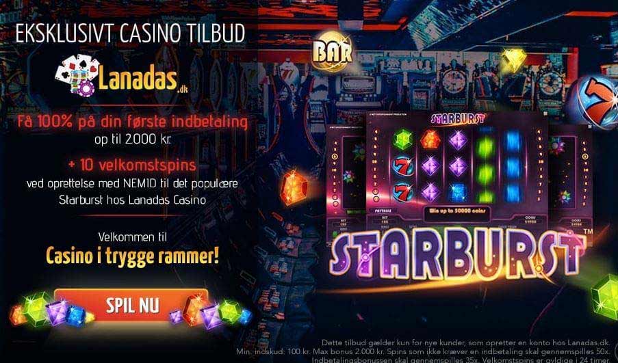 Eksklusiv bonus: 10 gratis spins på danskernes foretrukne spilleautomat Starburst