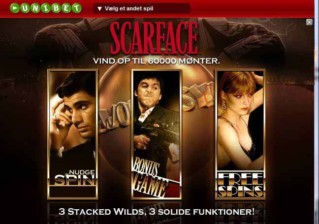 Prøv den flotte spilleautomat Scarface