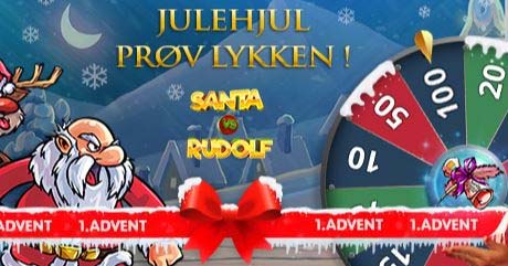 Advents bonusser: Drej Julehjulet og få gratis spins på Santa vs. Rudolf og Gonzos Quest