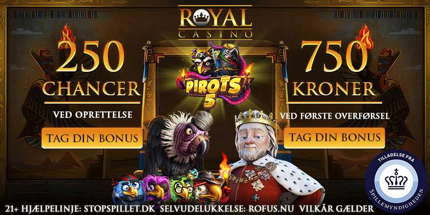 Ny velkomstbonus og Danmarks største gratis velkomstpakke på Royal Casino