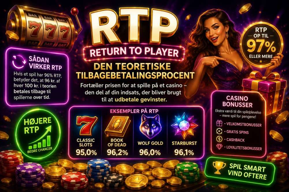 Danske Online Casino med de højeste RTP på spilleautomater.