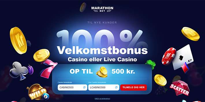 Få 500 kr. bonus til spilleautomater på Marathonbet