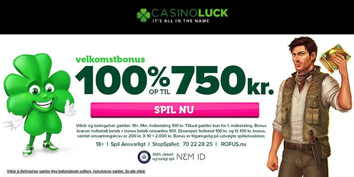 Få 750 kr. bonus på Casino Luck