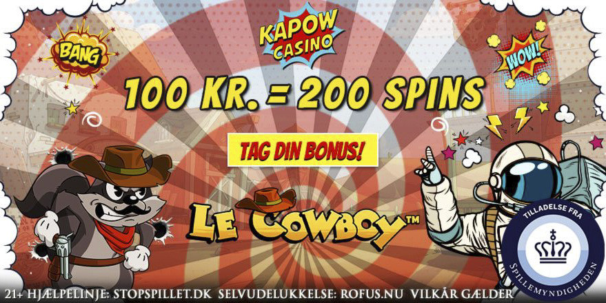 Få 200 Spins til Le Cowboy på Kapow Casino