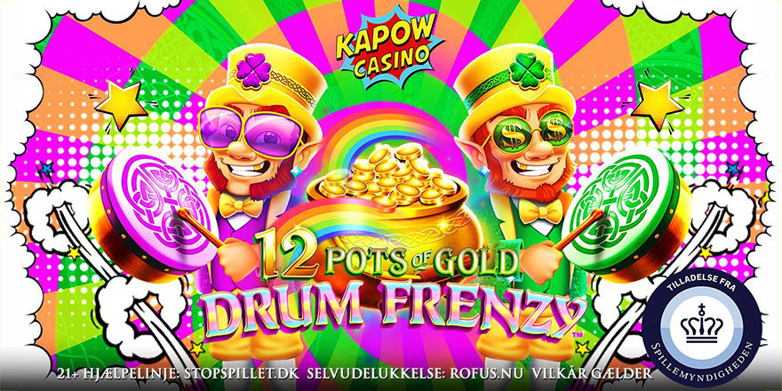 Eksisterende spillere: Gratis Spins til 12 Pots of Gold Drum Frenzy 