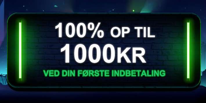 Få 100% bonus op til 1.000 kr. 