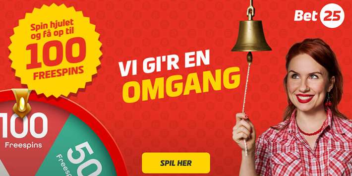 Få op til 100 Free Spins, når du spinner hjulet på Bet25