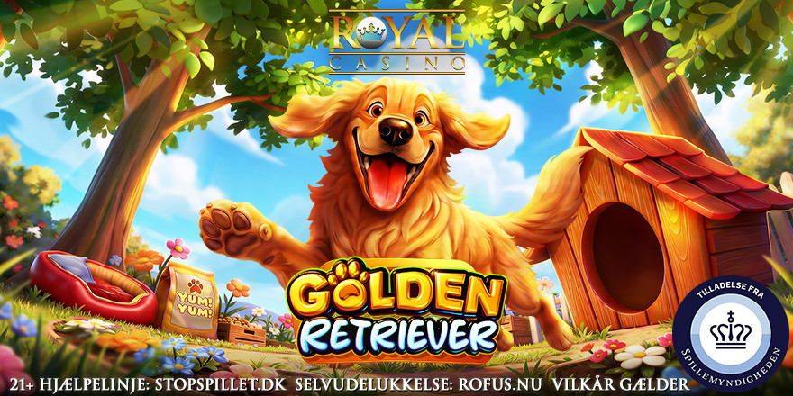 Få 20 Free Spins til Golden Retriever på Royal Casino