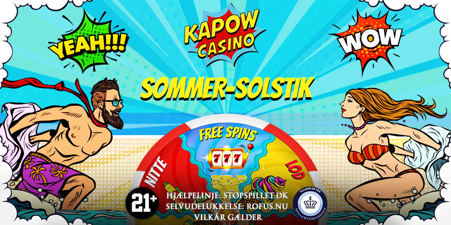 Kapow Casino får Sommer-Solstik og giver Free Spins og præmier