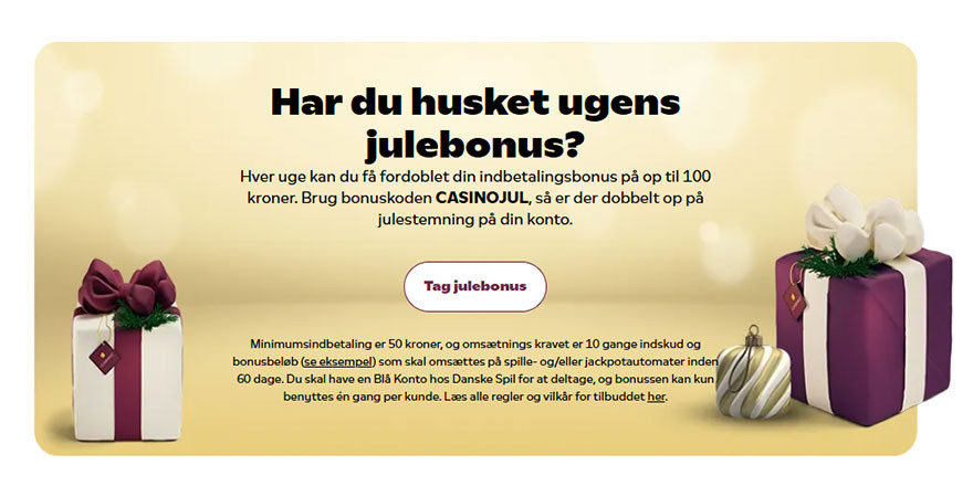 Få 100 kr. Julebonus på Danske Spil