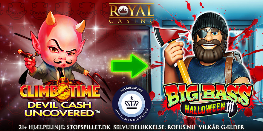 Få 100 Free Spins til Big Bass Halloween 3 på Royal Casino