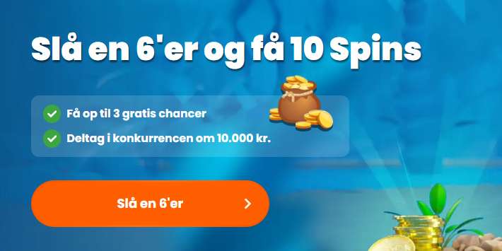 Slå en 6'er og få 10 Free Spins på Spilnu